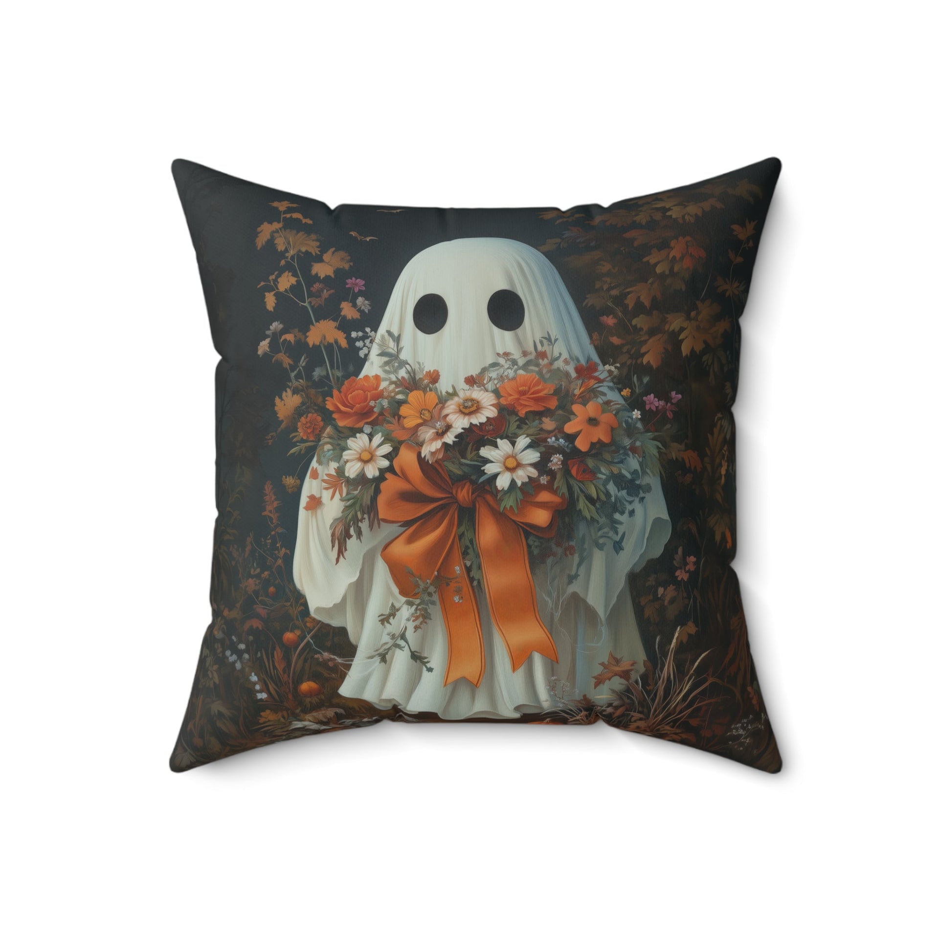 Microsuede Cushion / Halloween Art / Boho Ghost /