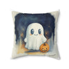 Microsuede Cushion / Halloween Art / Cute Watercolor Ghost / 