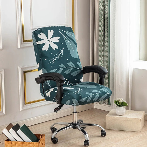 Stretch Printed Computer Office Chair Covers Soft Fit Universal Desk Rotating Slipcovers Removable Washable Anti-Dust Spandex