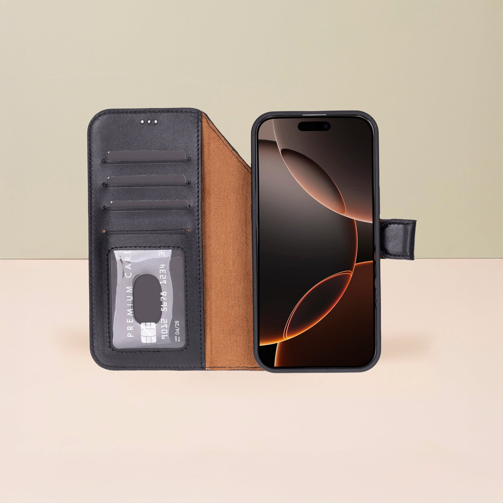 Leather iPhone 17 Pro Wallet Case – Black - Austin