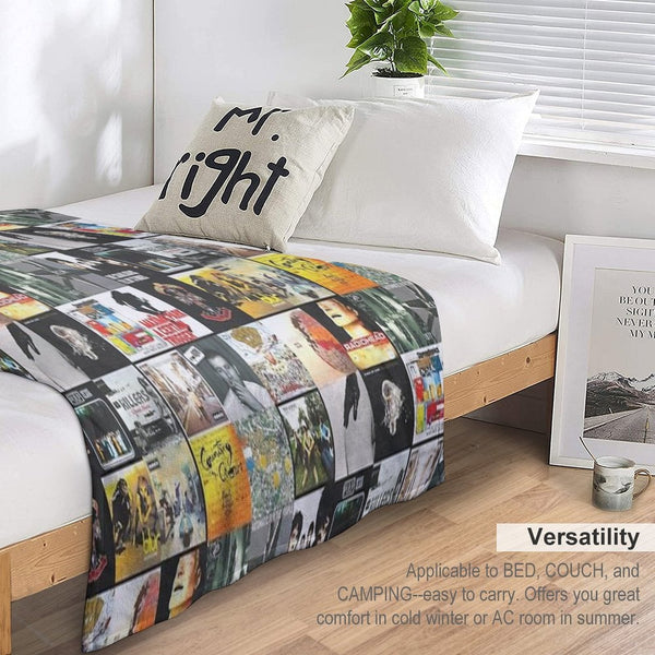 90s 00s Indie Britpop Albums Homage Collage Sustainable Throw Blanket