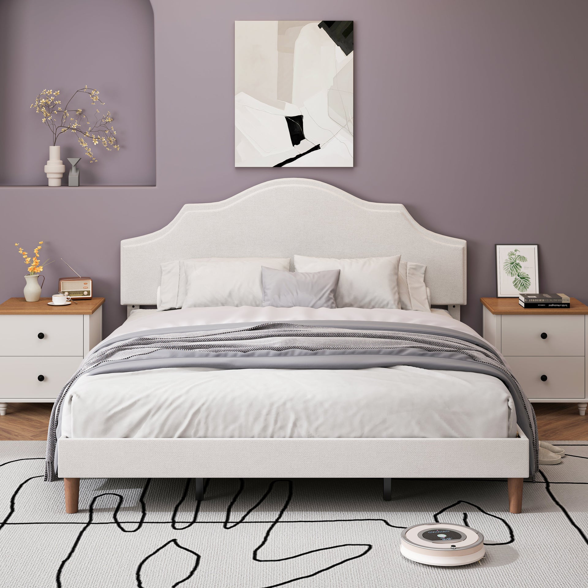 King Size Bed Frame with Adjustable Headboard