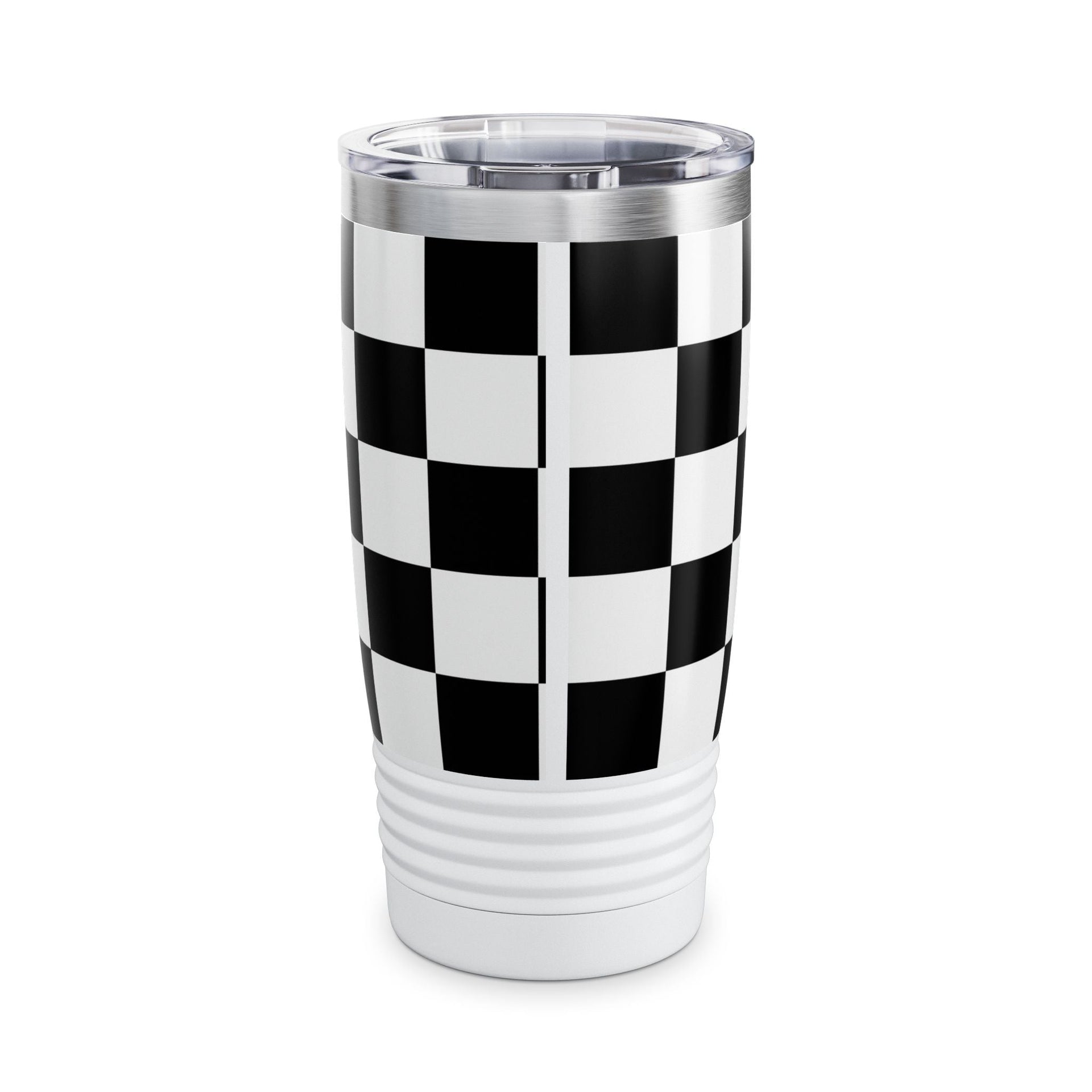 Chic Checker Print Tumbler, 20oz | Stylish Travel Mug | Coffee Lover Gift | Black & White Drinkware | Premium Quality Coffee Mug