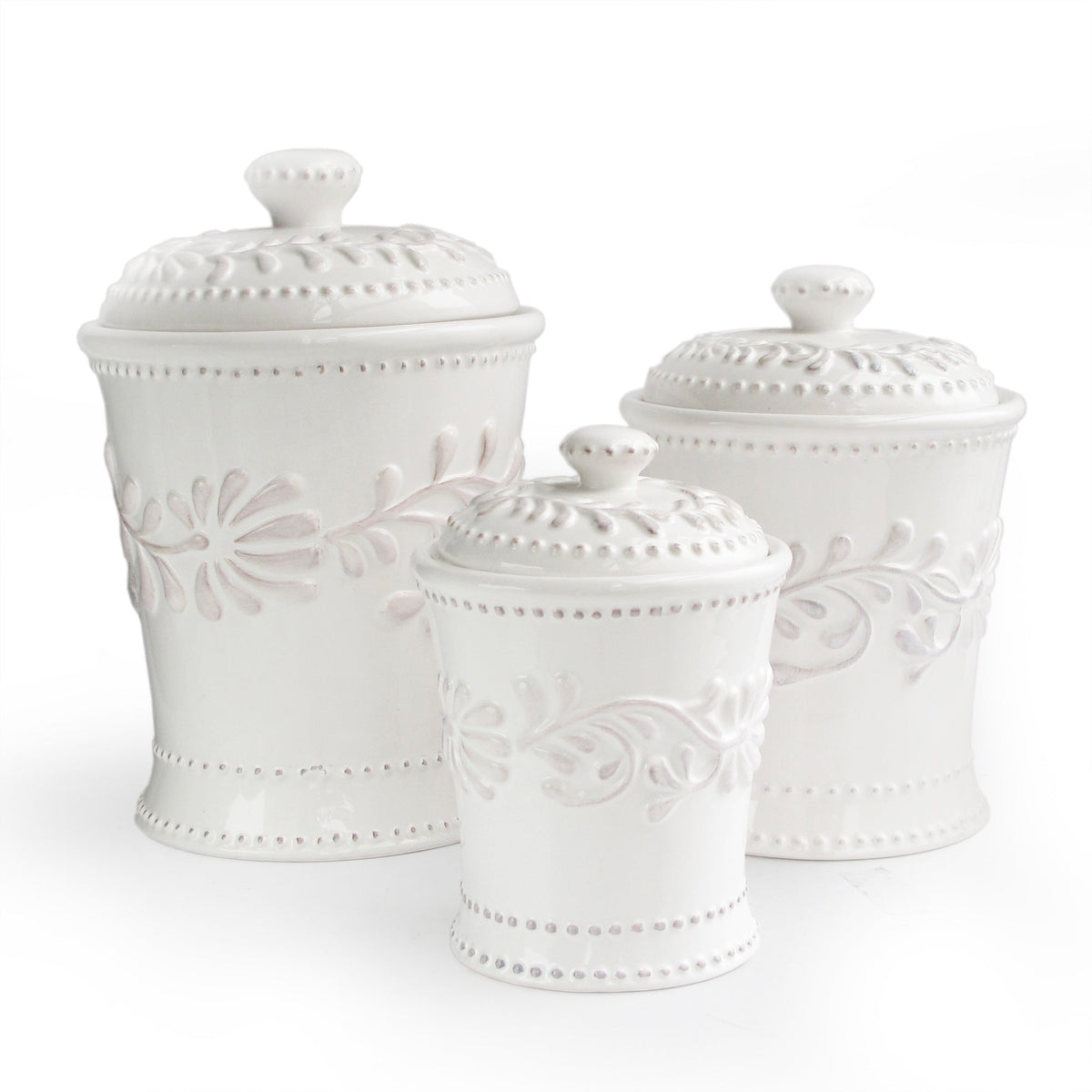Bianca Leaf 3-Piece Kitchen Canister Set