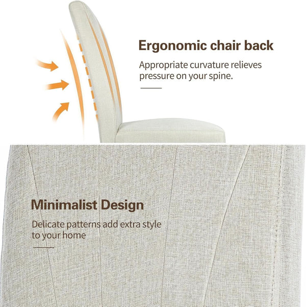 Beige Luxuriously Upholstered Dining Chairs Set Six
