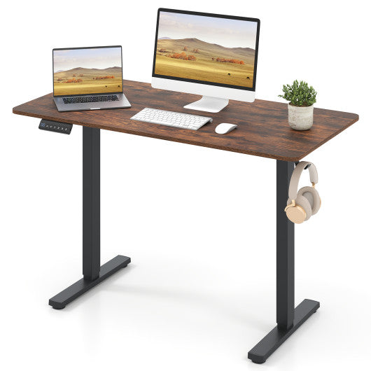 48 Inch x 24 Inch Ergonomic Electric Standing Desk with 3 Memory Settings for Home Office-Rustic Brown