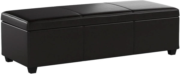 47 Inch DarkBrown Leatherette Storage Ottoman Bench