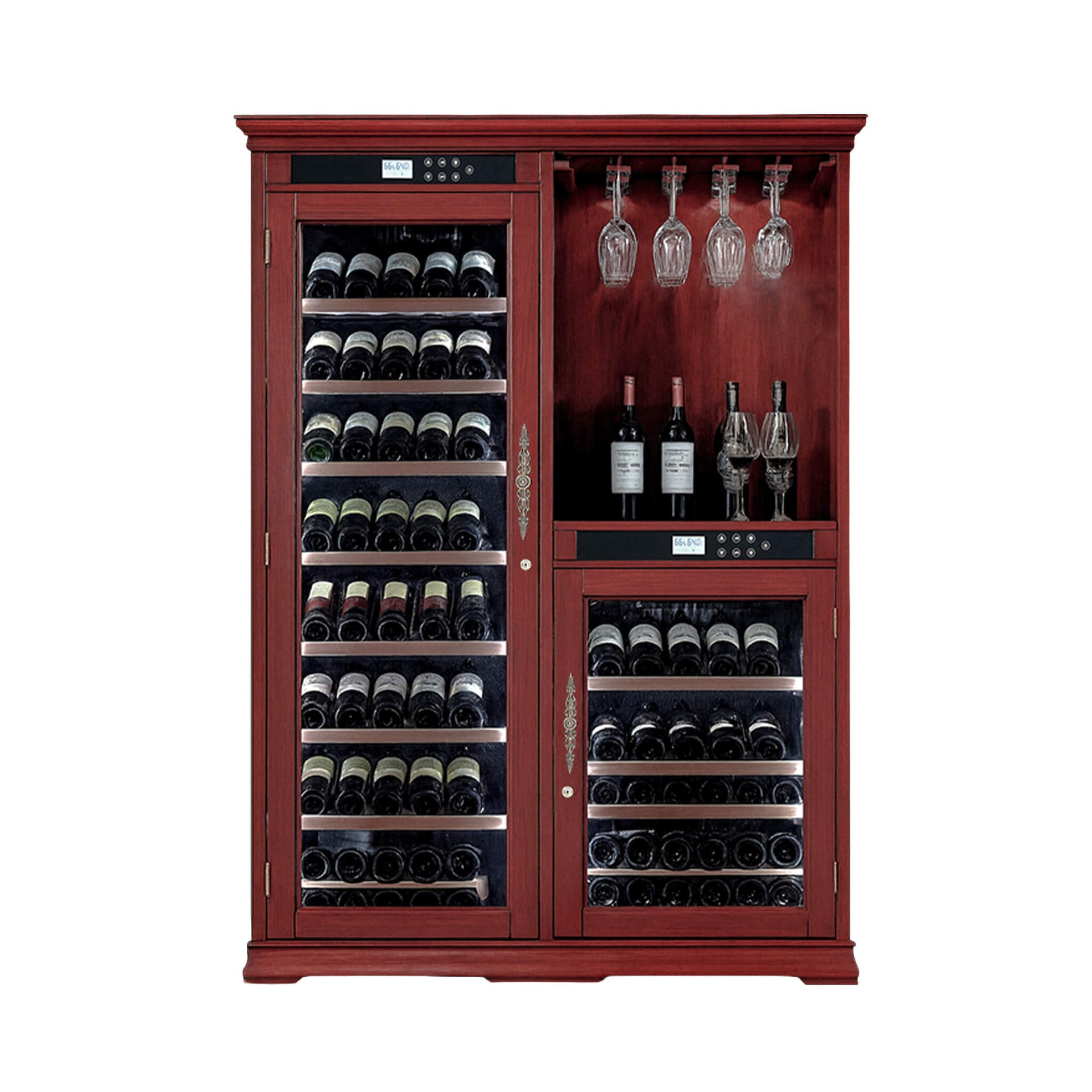 158-Bottle Wooden Wine Cooler Cabinet With Adjustable Temperature And Vacuum Insulation Doors (SAK91827)