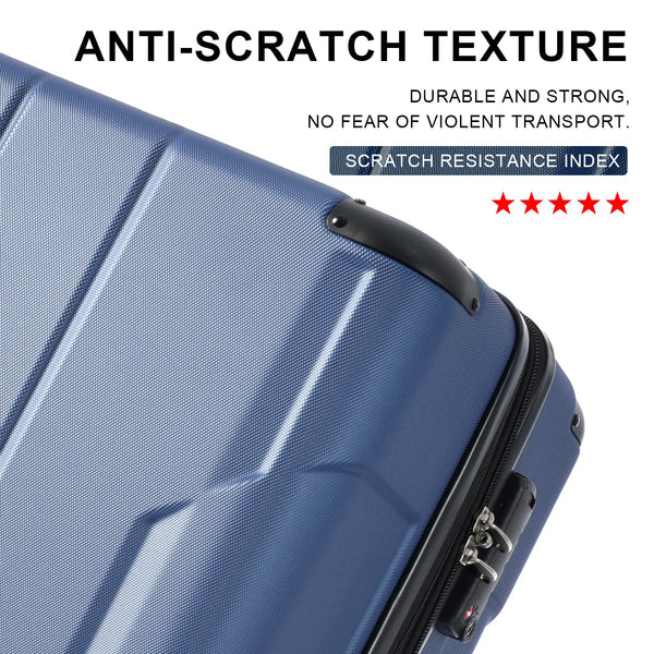 Hardshell Luggage Sets 3 Pcs Spinner Suitcase with TSA Lock Lightweight 20''24''28'' Blue + ABS