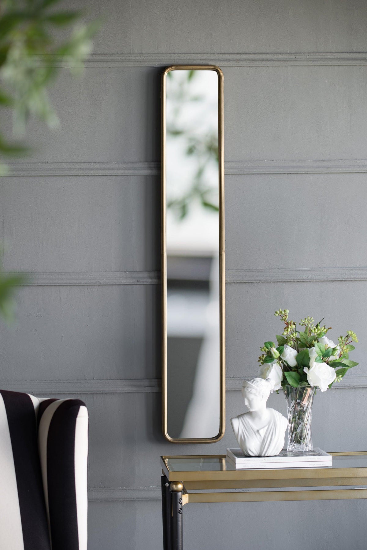 Gold Narrow Slim Full-Length Wall Mirror