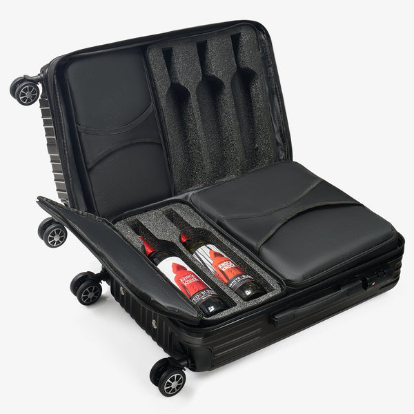 Wine Bottle Suitcase | Holds 10 Standard 750 ML Size Bottles | Expandable Removable Travel Bags, Universal Airplane Luggage Case, TSA Approved Wheeled Bag, Gift For Wine Lovers & Connoisseurs (23 IN)