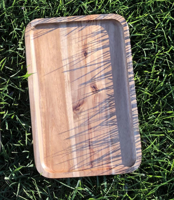 [ Set of 3 ] Zavis Green Acacia Wood Serving rectangle Stackable Tray / Dish 12