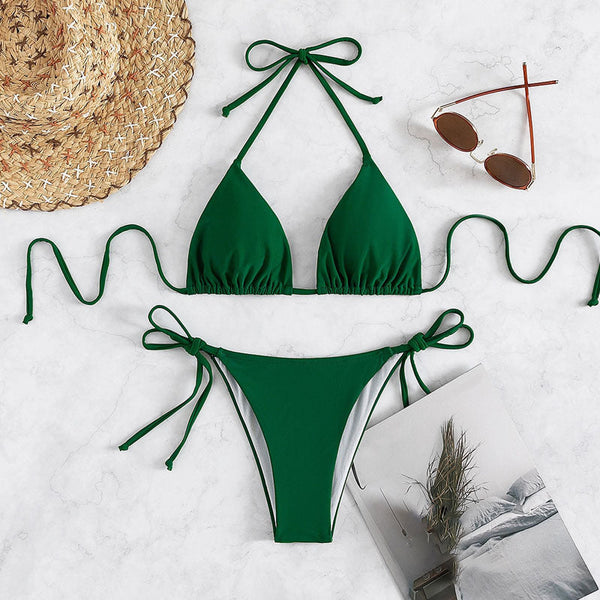 Swimwear Women Bandage Women Triangle Bathing Suits 2 Pieces Bikini Bowknot Swimsuit Bikini Set Swimwear Bikini Sets Bikinis Bathing Suit Push Up Swimsuit Summer Beachwear
