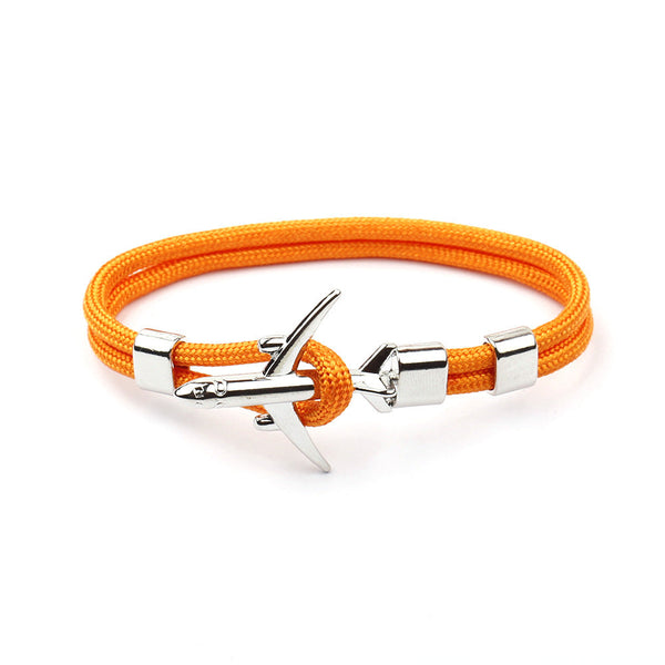 Modern Fashion Airplane Anchor Bracelets Men Charm Rope Chain Paracord Bracelet Women Male Air Force Style Wrap Metal Sport Hook Gift
