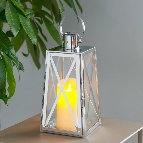 12''H Stainless Steel Decorative Lantern (Trapezoid)