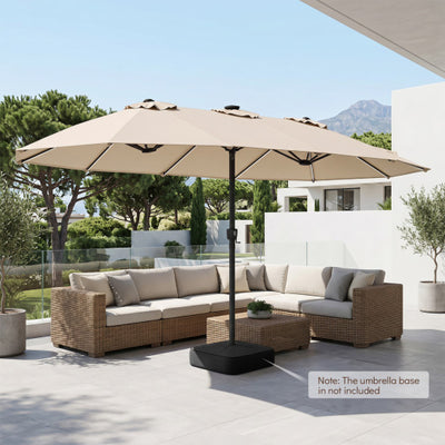 15.5FT Extra-Large Patio Umbrella 12 Reinforced Metal Ribs-Beige