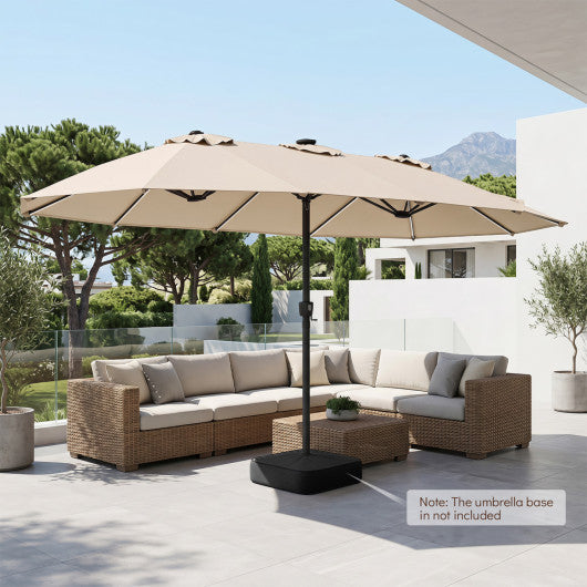 15.5FT Extra-Large Patio Umbrella 12 Reinforced Metal Ribs-Beige