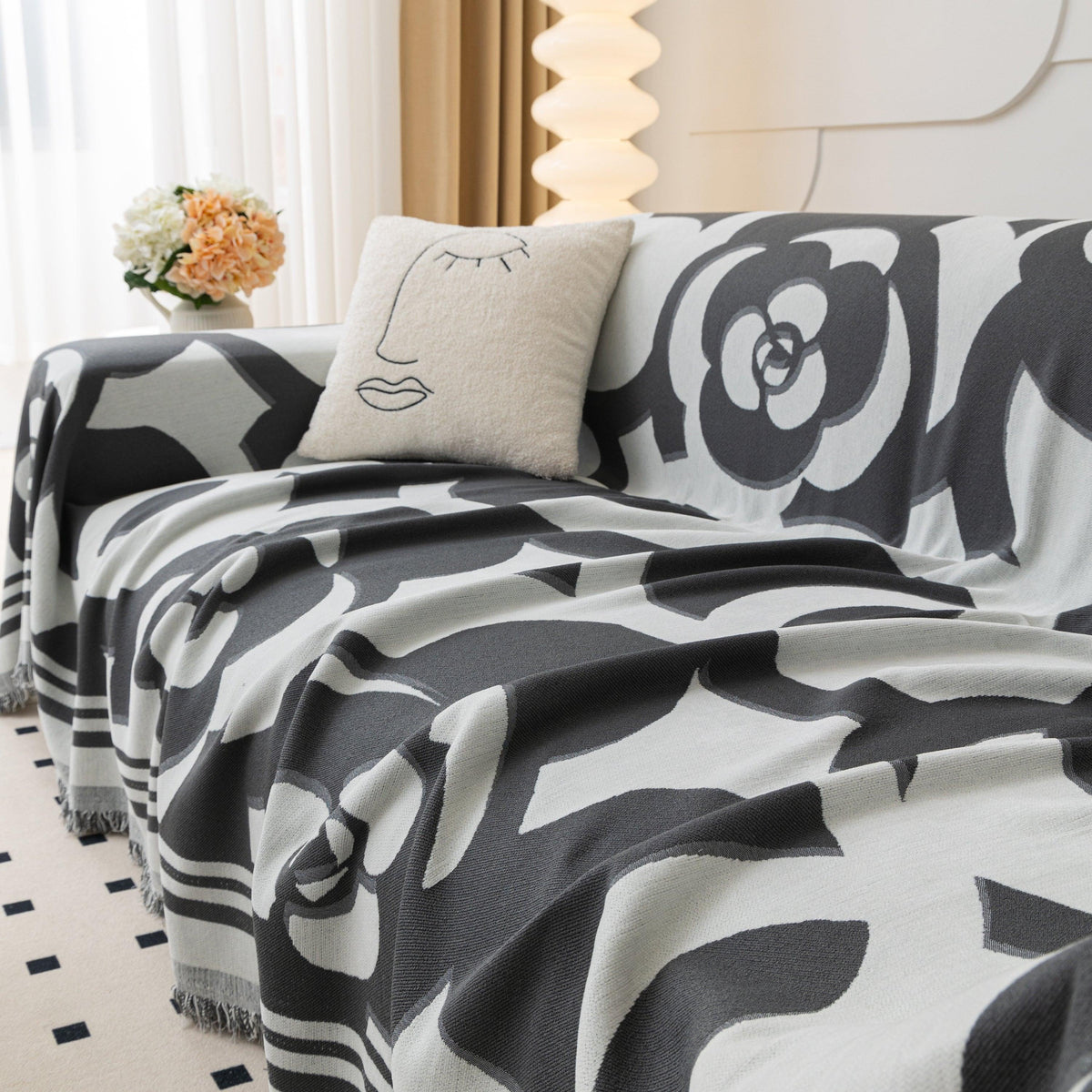 Chenille Sofa Cover Blanket, Couch Cover Blanket Throws for Couches Living Room Furniture Throw Covers