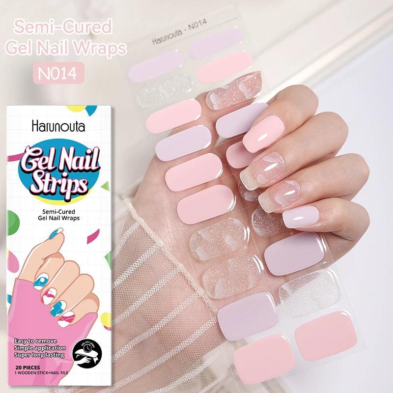 20 Tips Glitter Lines Semi-Cured Gel Nail Sticker