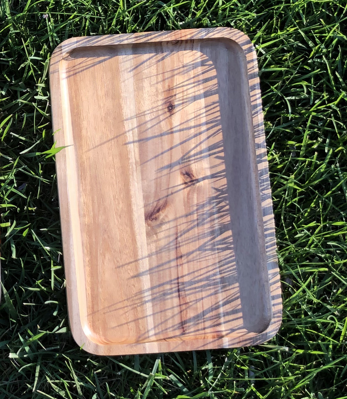 Zavis Green Acacia Wood Serving rectangle Stackable Tray / Dish 12