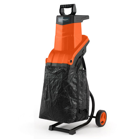 15-Amp Electric Wood Chipper Shredder Mulcher with 1.8 Inch Max Cutting Diameter-Orange