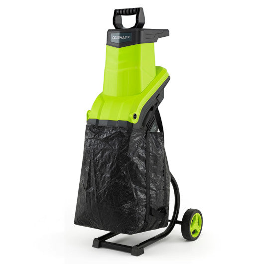 15-Amp Electric Wood Chipper Shredder Mulcher 1.8 Inch Max Cutting Diameter-Green