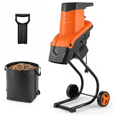 15-Amp Electric Wood Chipper Shredder Mulcher with 1.8 Inch Max Cutting Diameter-Orange