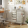 15-Drawer Rolling Storage Cart with Metal Tabletop and Pegboard-White