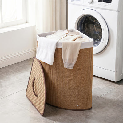 15 Gal Capacity Bamboo Laundry Hamper with Removable Liner-Brown