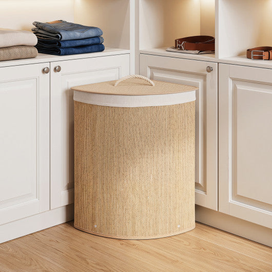15 Gal Capacity Bamboo Laundry Hamper with Removable Liner-Natrual