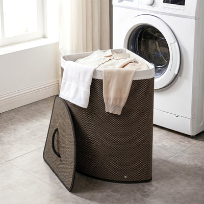 15 Gal Capacity Bamboo Laundry Hamper with Removable Liner-Black