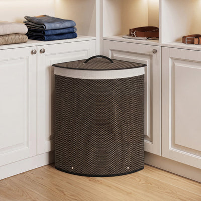 15 Gal Capacity Bamboo Laundry Hamper with Removable Liner-Black