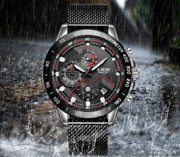 Men's Sports Waterproof Watch With  Stainless Steel Bracelet Unique Design Perfect Gift For Your Man