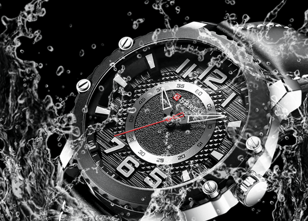 Men's Waterproof  Sport Watch With Leather  Belts  And Large Numbers Details Unique Design Perfect Gift