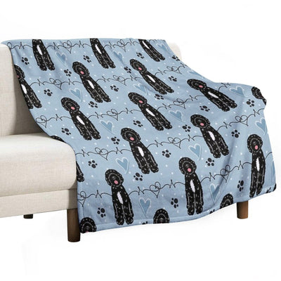 Love Black White Portuguese Water Dog Lightweight Throw Blanket