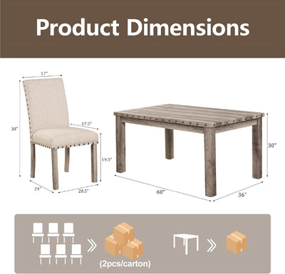 Rustic Dining Table Set Six NailheadAccents Chairs
