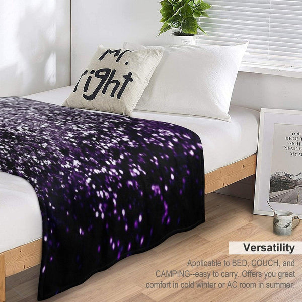 Dark Night Purple Black Silver Glam #1 (Photo of Glitter Only - Not Reflective) Throw Blanket