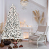 7.5FT Flocked Christmas Tree with 550 UL Lights and Pine Cones - Green,White
