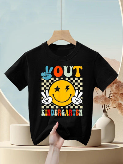 Groovy Peace Out Kindergarten Graduation Last Day Of School Kids T-Shirt