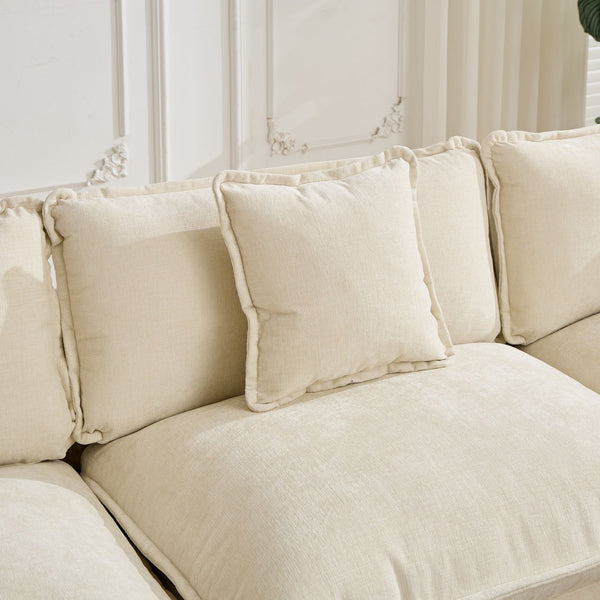 Cloud3 Seats  Sofa (Ottoman is not included)Chenille Fabric in Beige