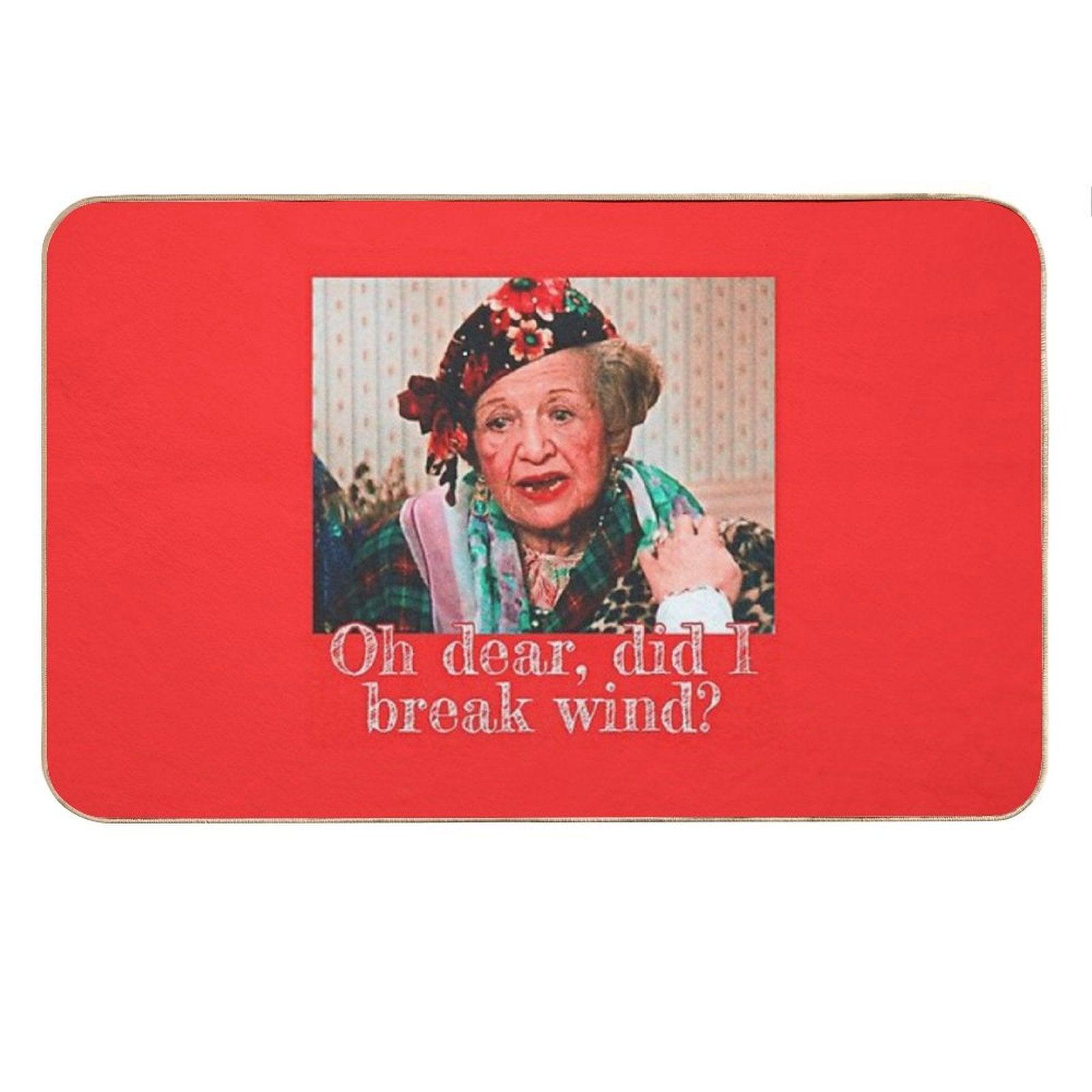 Oh Dear, Did I Break Wind  Christmas Vacation (Red Border) Bath Mat