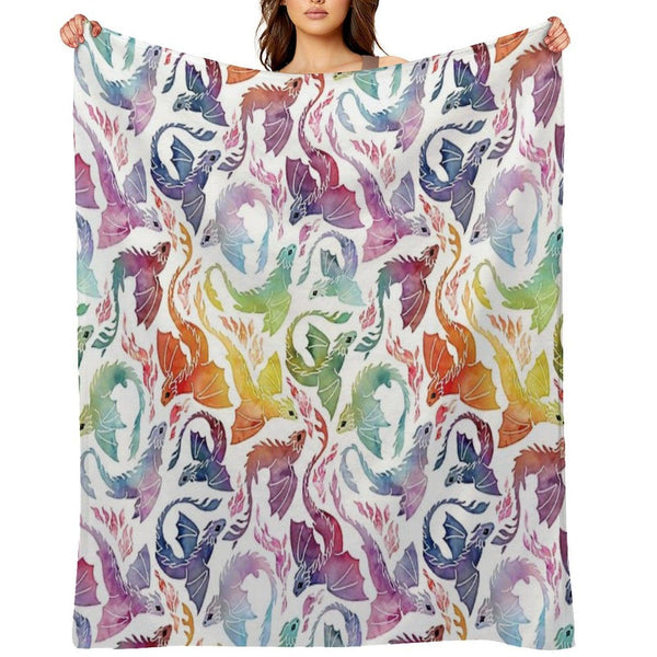 Dragon Fire Rainbow Throw Blanket