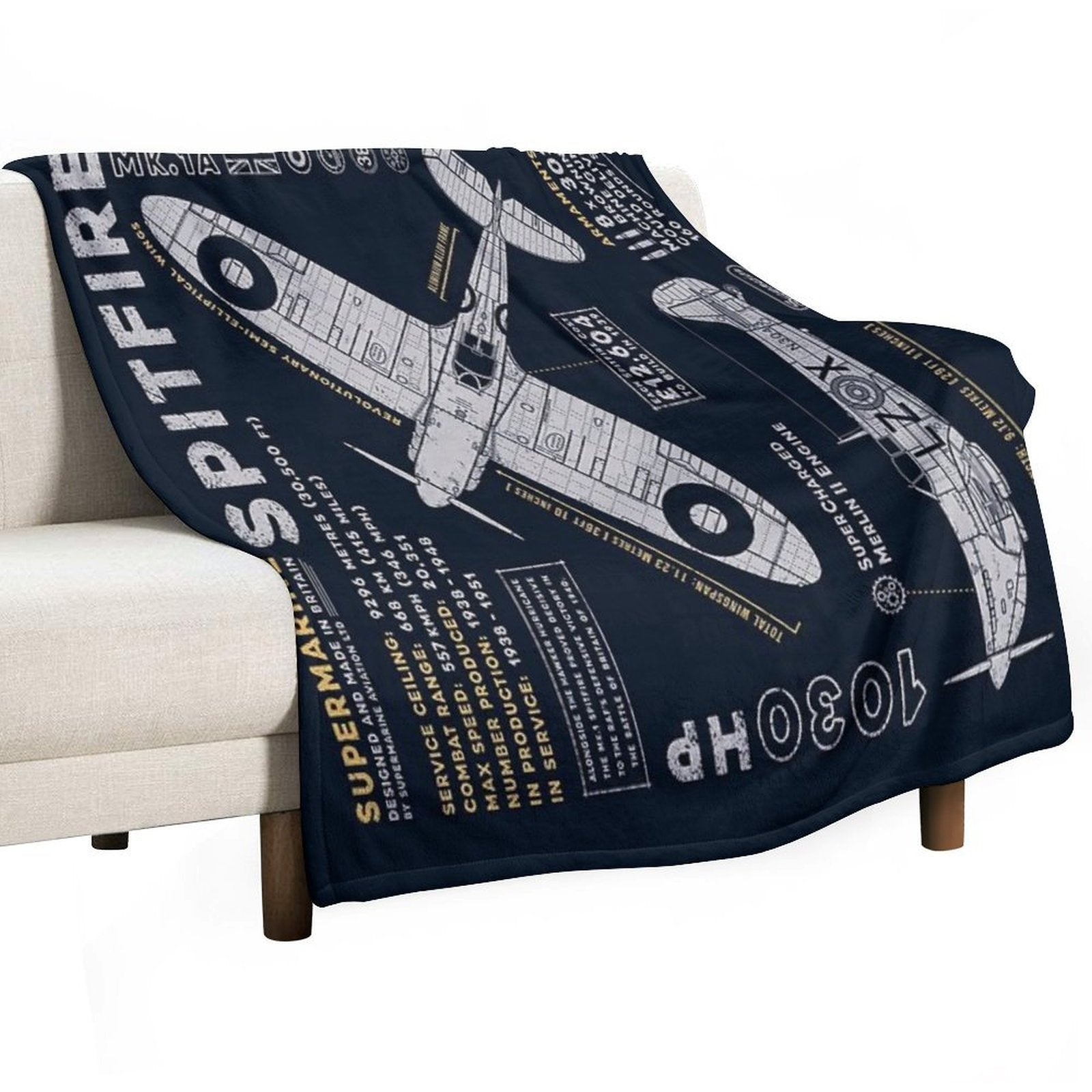 Supermarine Spitfire Shrink-resistant Throw Blanket