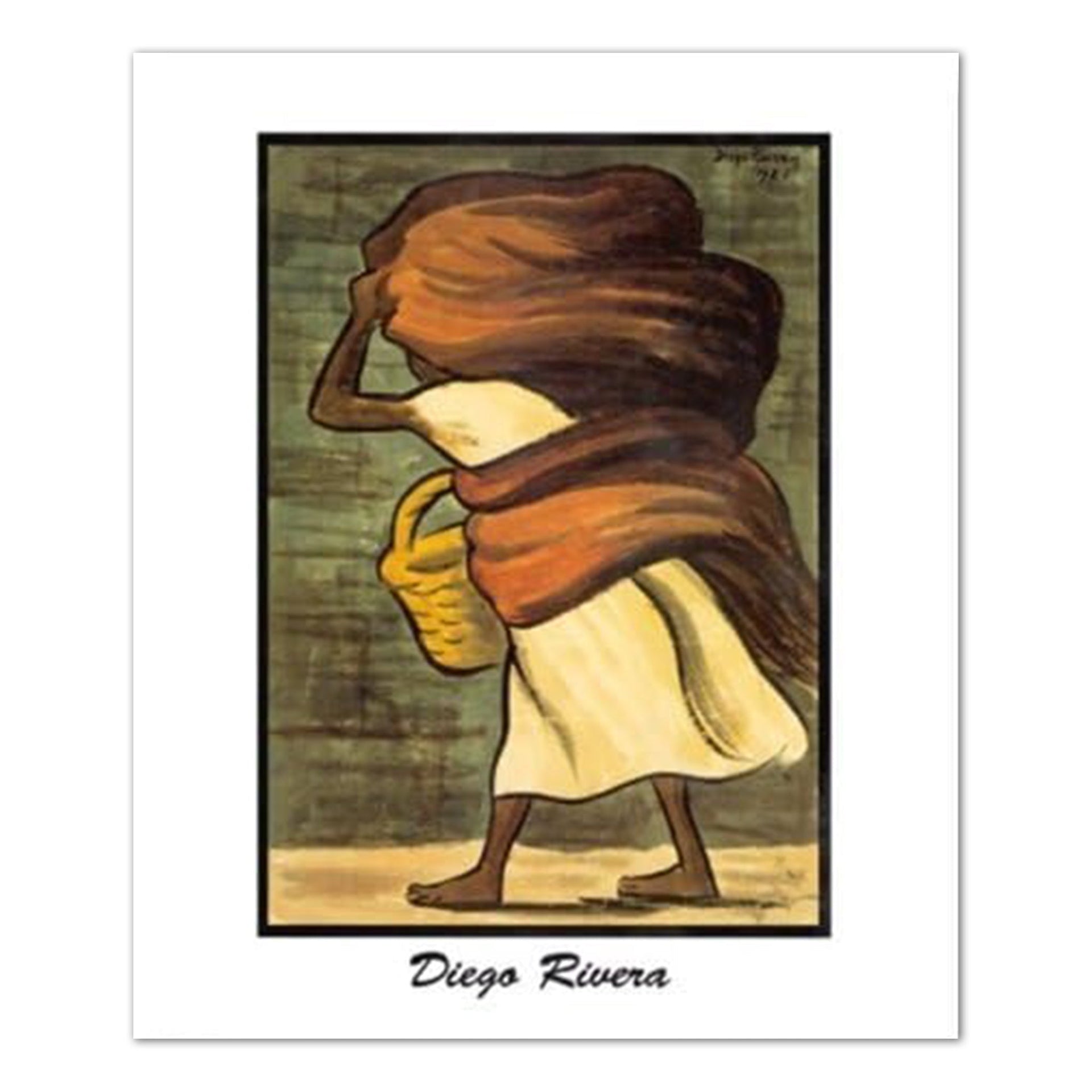 Diego Rivera Art Print - Mujer Con Canasta 16x20 Wall Art Display