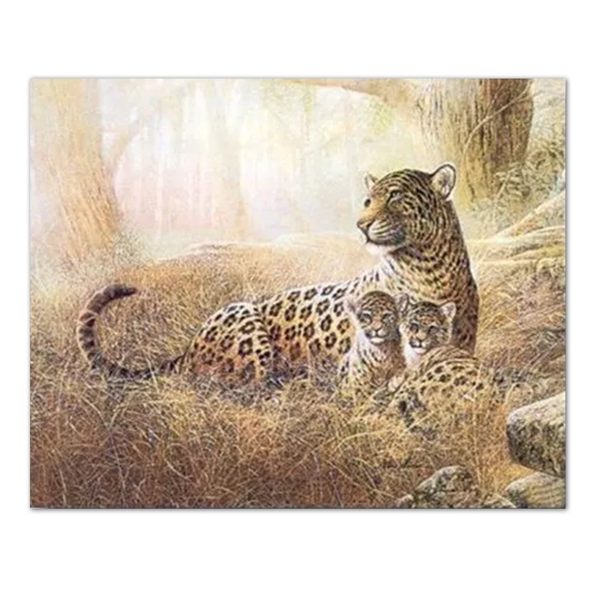 Leopard Cat Wall Art – Tropical Animal Painting 16x20 Art Print on Acid Free Paper