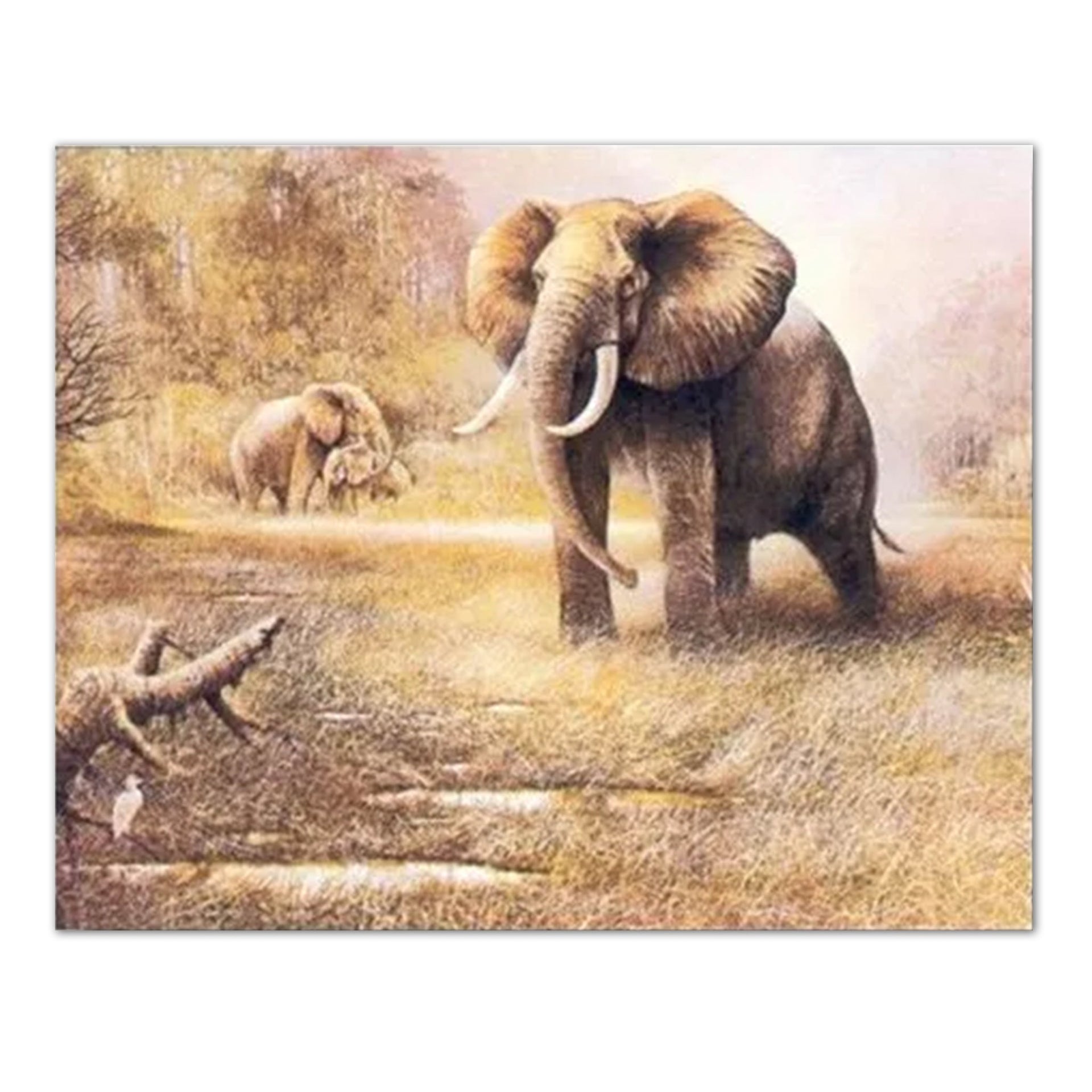 African Elephant Wall Art – Safari Wildlife Art Print 16x20 Inch Ready to Frame
