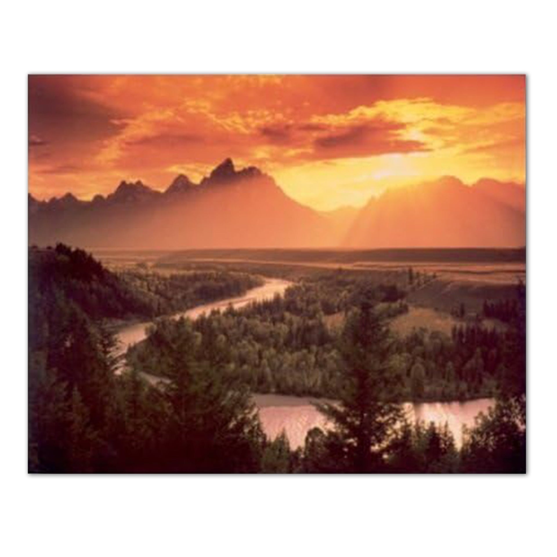 Wyoming Landscape Art Print - Grand Teton Mountain Snake River 16x20 Wall Decor