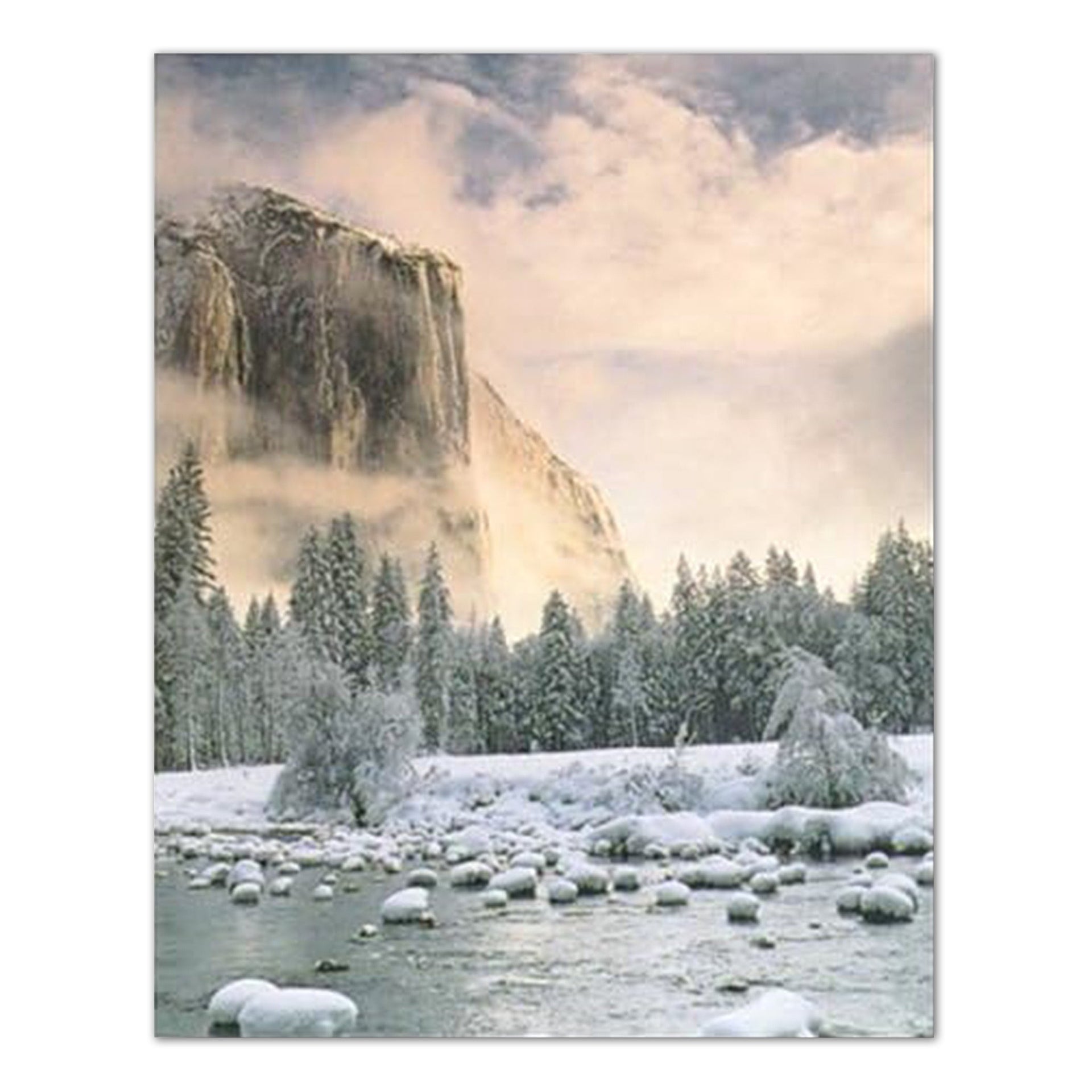 Yosemite Winter Art Print – 16x20 Landscape Wall Art with Snowy Mountain Decor