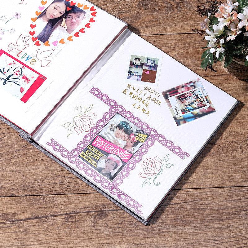 16-inch 20 Pages Self Adhesive Photo Album DIY Scrapbook Rustic Linen Cloth Cover Personalize Album for Wedding Memory Album  Home Decor House Decoration DIY Memorable Gifts For Loved Ones