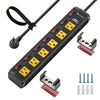 CRST 6-Outlet Metal Power Strip Surge Protector with Individual Switches, Versatile Mounting System - Yellow/Black